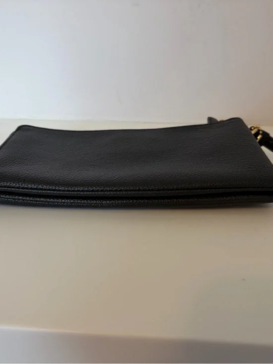 Coach Black Pebbled Leather Zip Wristlet with Gold Logo - Picture 4 of 16